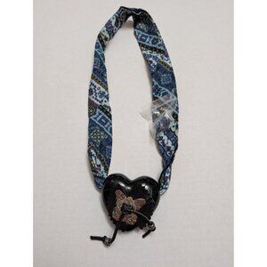 Handmade Necklace stud earring cearmic bandana black heart butterfly necklace